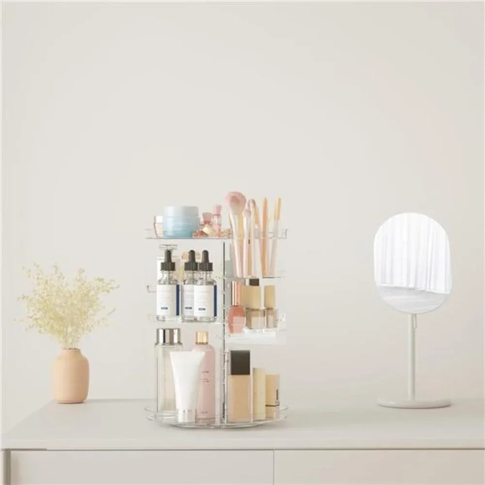 Rotating Makeup Organizer, DIY 8 Adjustable Layers Spinning Skincare Organizer